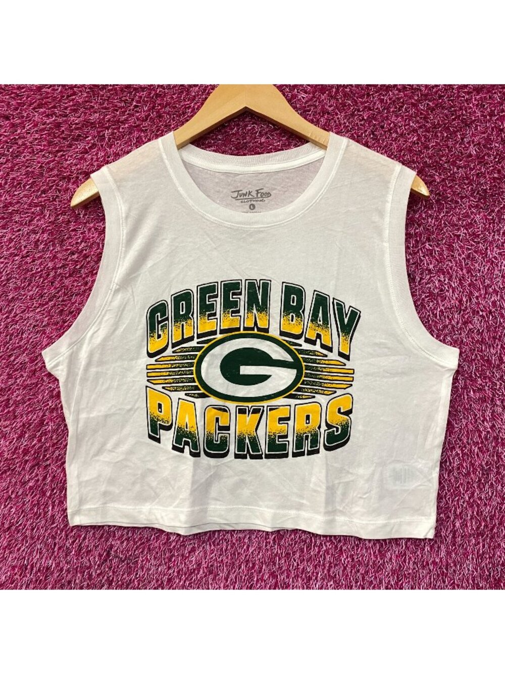 Junk Food Green Bay Packers Cropped Sleeveless T-Shirt Large